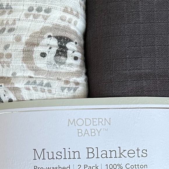 Modern Baby 100% Cotton Muslin Blankets 2 Pack Gray/Beige/Cream 36" x 40… - Picture 3 of 7